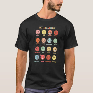 Retro My Feelings Emotion Faces Mental Health Matt T-Shirt
