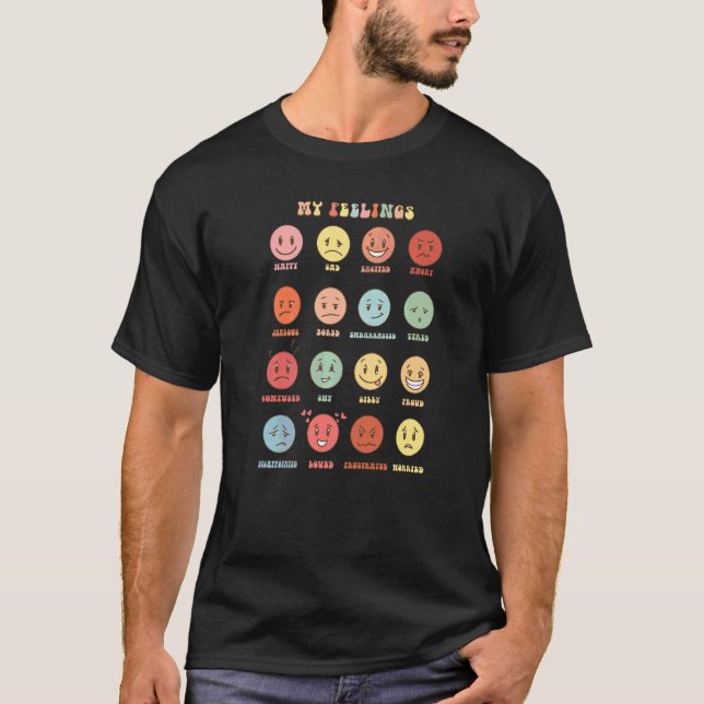 Retro My Feelings Emotion Faces Mental Health Matt T-Shirt (Front)