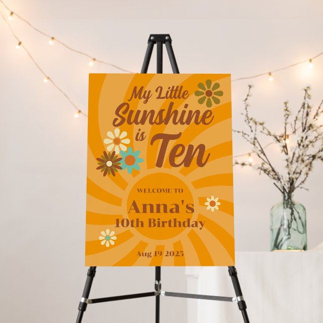 Retro My Little Sunshine daisy 10th birthday Foam Board (In Situ (Stand))