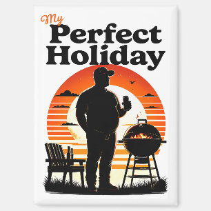 Retro My Perfect Holiday Dark Text Magnet