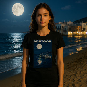 Retro Mykonos Moon Vintage Art Deco Style Travel T-Shirt