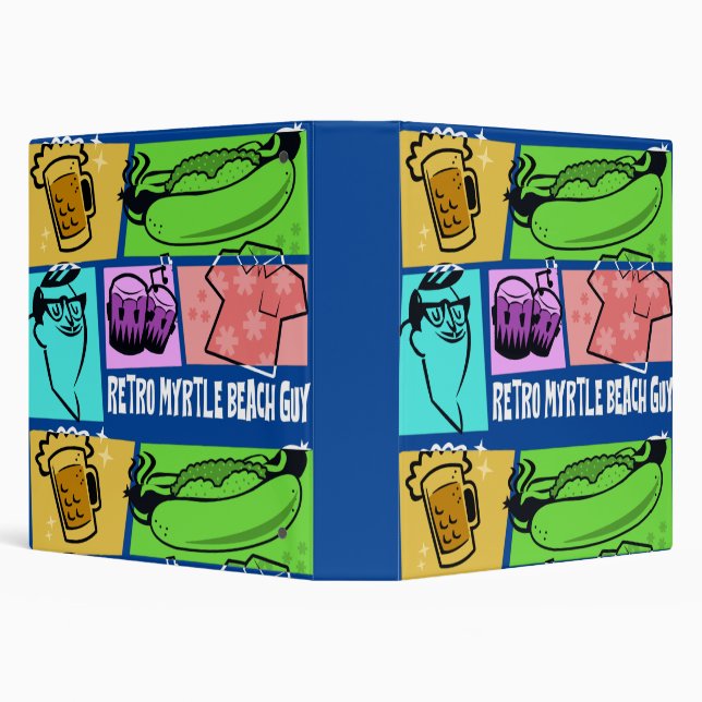Retro Myrtle Beach Guy 3 Ring Binder (Background)