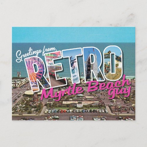 Retro Myrtle Beach Guy Holiday Postcard