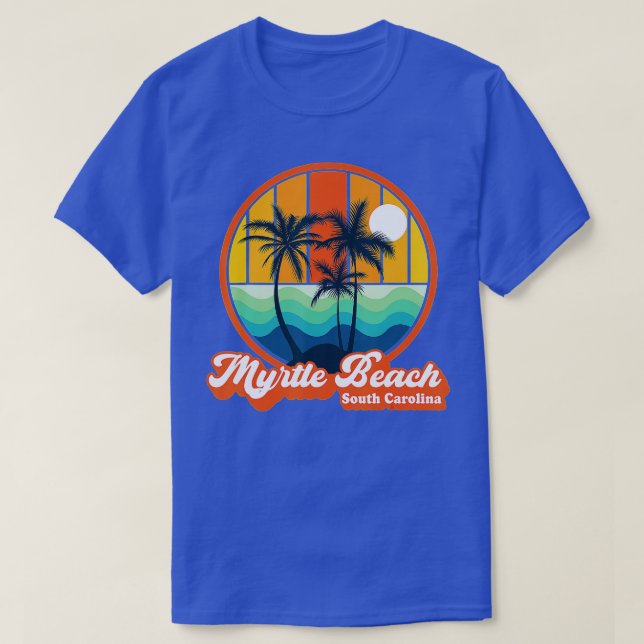 Retro Myrtle Beach South Carolina Summer 90s Beach T-Shirt (Design Front)