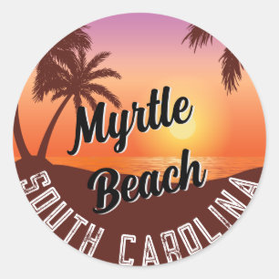 Retro Myrtle Beach Vibes: Vintage 80s Souvenir Classic Round Sticker