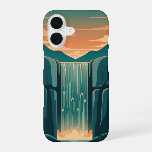 Retro Mystic Waterfall iPhone Case (Back)