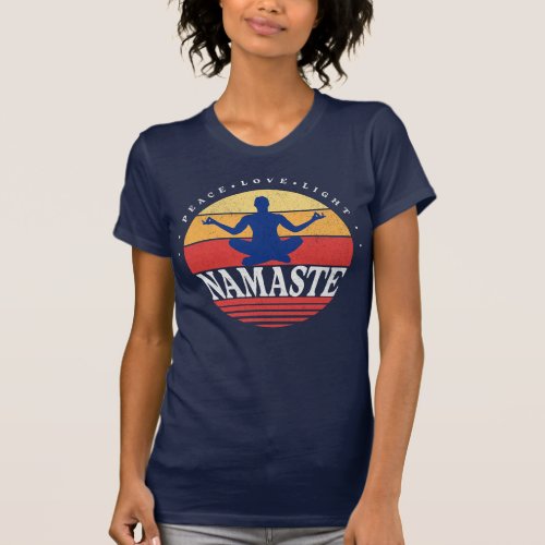 Retro Namaste yoga pose T_Shirt