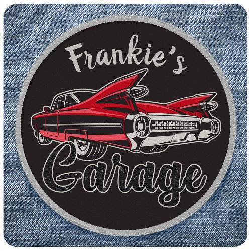 Retro NAME Red Caddy Vintage Classic Car Garage Patch