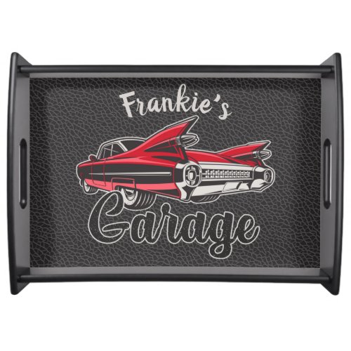Retro NAME Red Caddy Vintage Classic Car Garage Serving Tray
