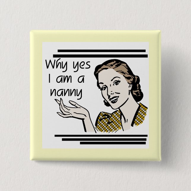 Retro Nanny T-shirts and Gifts Button (Front)