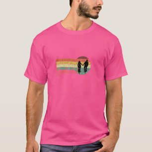 Retro Nantucket Couple Bike Riding Vintage Sunset T-Shirt