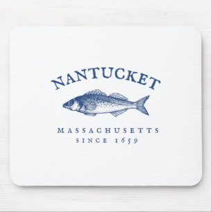 Retro Nantucket Machusetts Fishing Mouse Pad