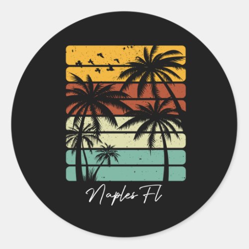 Retro Naples Florida Vintage 70s 80s Beach Style Classic Round Sticker