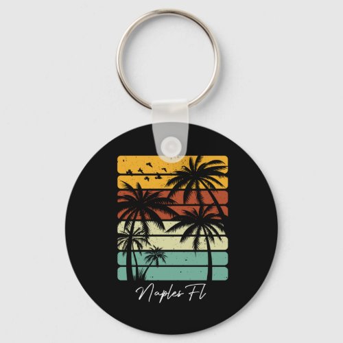 Retro Naples Florida Vintage 70s 80s Beach Style Keychain