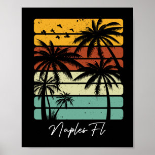 Retro Naples Florida Vintage 70's 80's Beach Style Poster