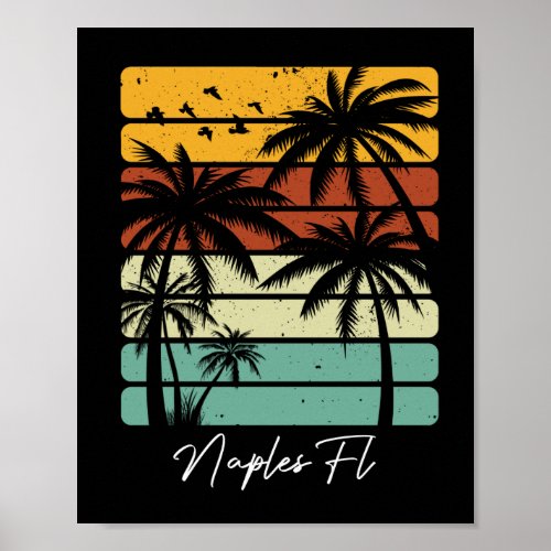 Retro Naples Florida Vintage 70s 80s Beach Style Poster