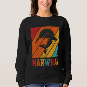 Retro Narwhal Unicorn Sea Fish Rainbow Kids Boy Gi Sweatshirt