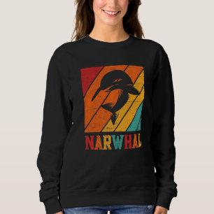 Retro Narwhal Unicorn Sea Fish Rainbow Kids Boy Gi Sweatshirt
