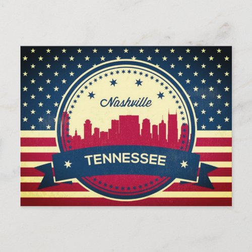 Retro Nashville Tennessee Skyline Postcard