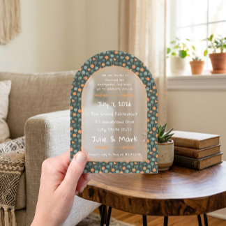 Retro Nasturtium Floral Arch Engagement Invitation