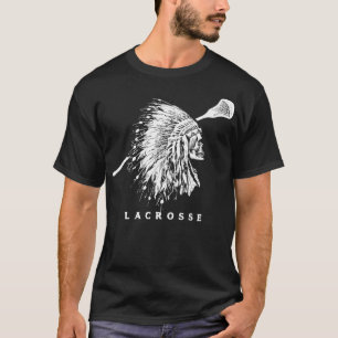 Retro Native Headdress Vintage Lacrosse Stick Skul T-Shirt