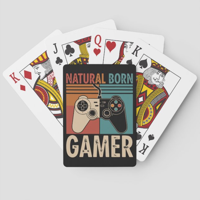 Retro Natural Born Gamer Funny Poker Cards (Back)