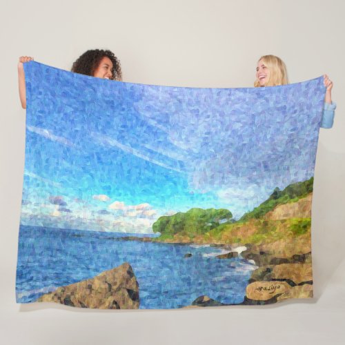 Retro Nature Cassowary Cape Impressionist Fleece Blanket