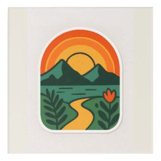 Retro Nature Sunset – Vintage Mountain Acrylic Print