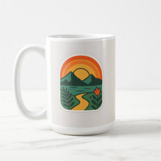 Retro Nature Sunset – Vintage Mountain Coffee Mug