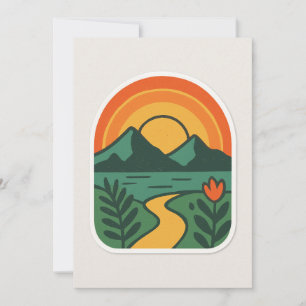 Retro Nature Sunset – Vintage Mountain Invitation