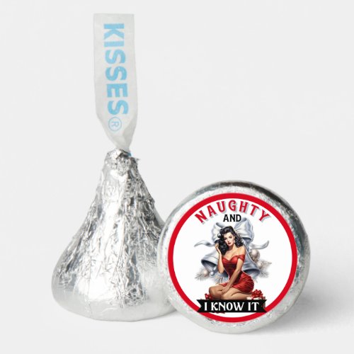 Retro Naughty and I Know It Christmas Pinup Hersheys Kisses