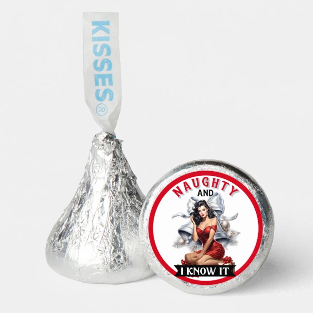 Retro Naughty and I Know It Christmas Pinup Hershey®'s Kisses® (Front)