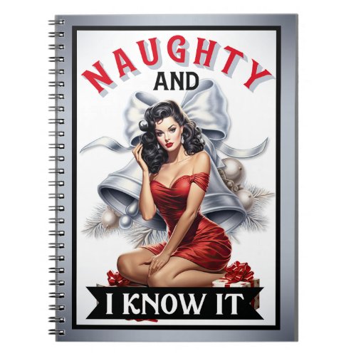 Retro Naughty and I know it Christmas Pinup Notebook