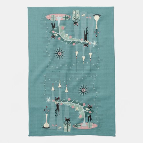 Retro Naughty Kitty Christmas ️studioxtine Kitchen Towel