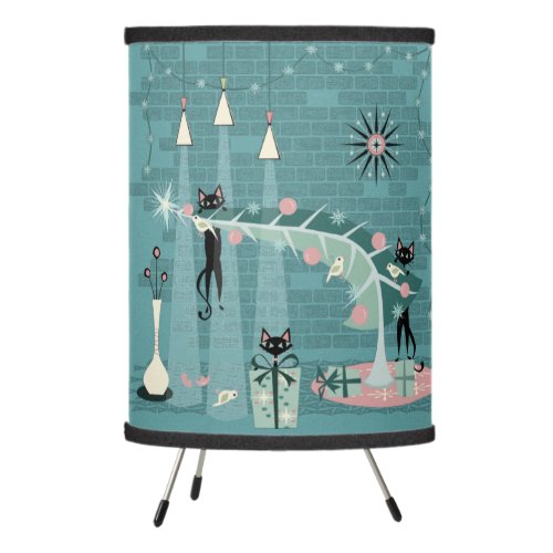 Retro Naughty Kitty Christmas Tripod Lamp