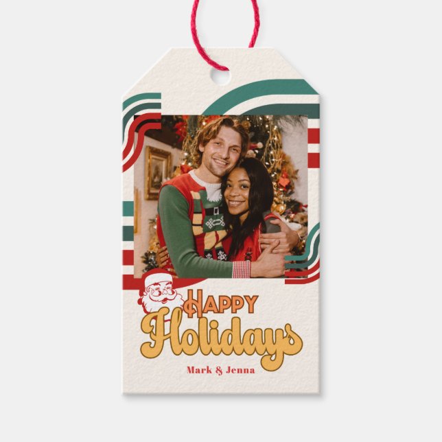 Retro naughty Santa Claus Gift Tags (Front)