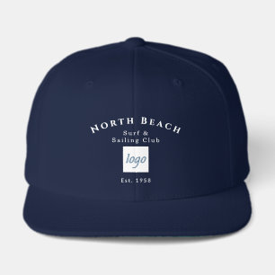 Retro Nautical Beach Club White Text Custom Logo Visor