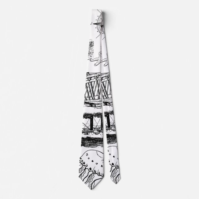 Retro Nautical Pattern Neck Tie (Front)