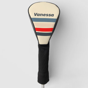 Retro Nautical Rainbow Across Striping with Name Golf Head Cover