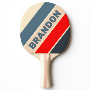 Retro Nautical Rainbow Bold Striped with Name Ping Pong Paddle