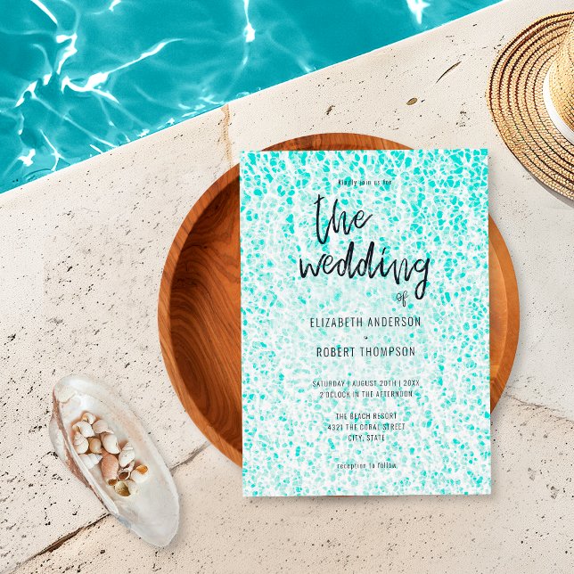 Retro Nautical Summer Blue Ocean Wedding Invitation (Creator Uploaded)