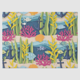 Retro Nautical Watercolor Pattern (10) Tissue Paper