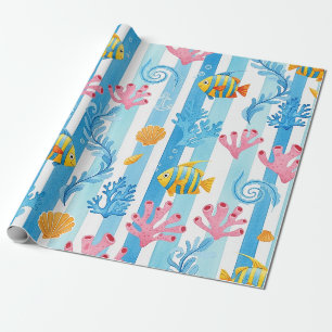 Retro Nautical Watercolor Pattern (11) Wrapping Paper