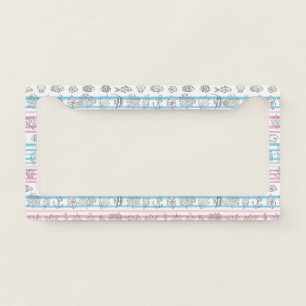 Retro Nautical Watercolor Pattern (12) License Plate Frame