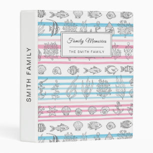 Retro Nautical Watercolor Pattern (12) Mini Binder