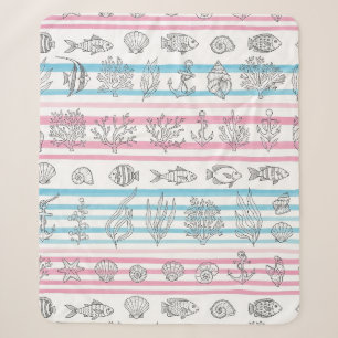 Retro Nautical Watercolor Pattern (12) Sherpa Blanket