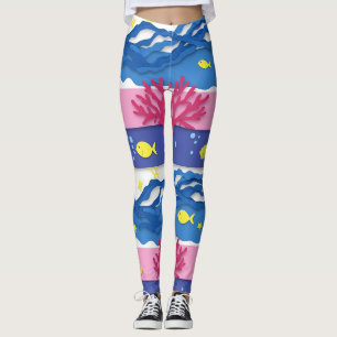 Retro Nautical Watercolor Pattern (13) Leggings
