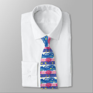 Retro Nautical Watercolor Pattern (13) Neck Tie