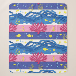 Retro Nautical Watercolor Pattern (13) Sherpa Blanket