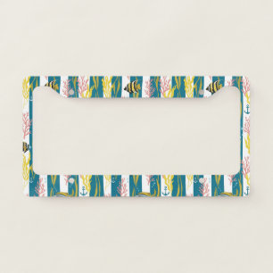 Retro Nautical Watercolor Pattern (14) License Plate Frame